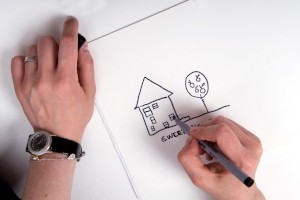 drawing house using pen